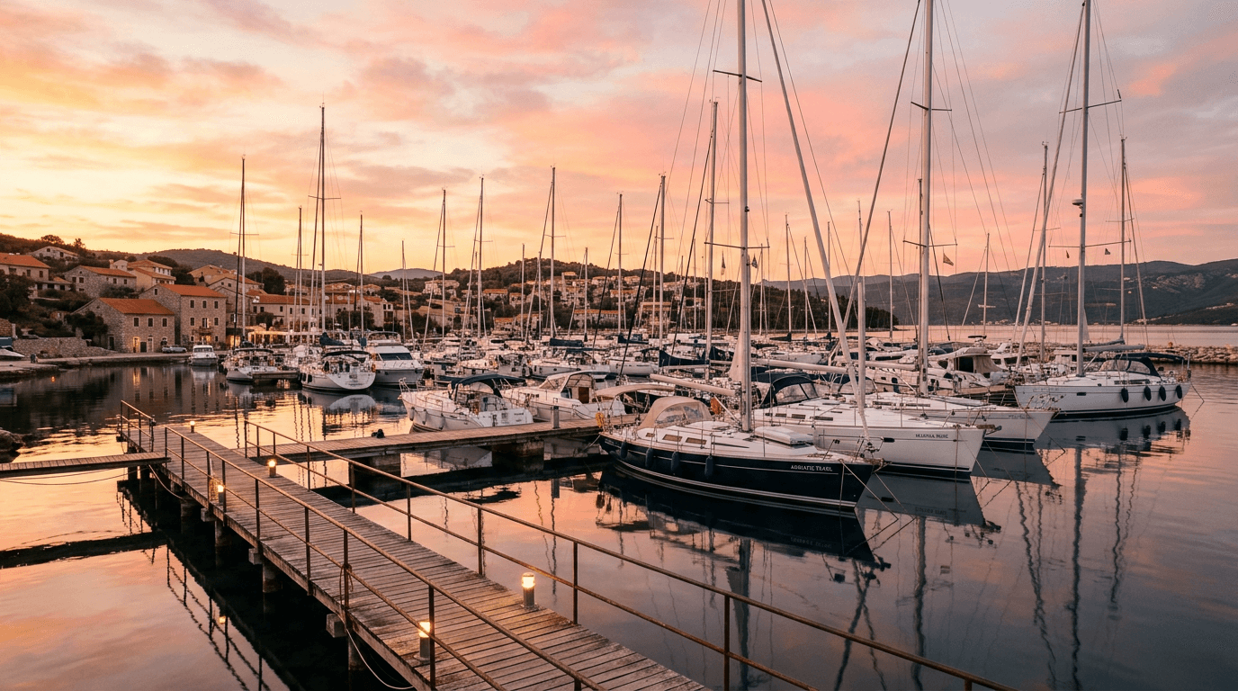 Adriatic marina at golden hour